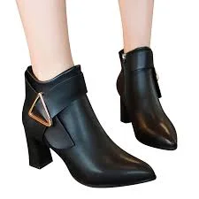 Women's Ankle High Heel Boots Black